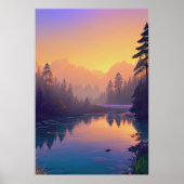 Ochtendmist in het Serene Pine Forest Poster (Voorkant)