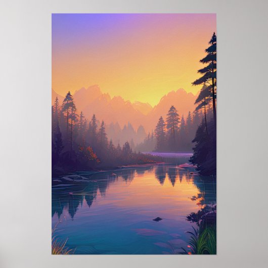 Ochtendmist in het Serene Pine Forest Poster (Voorkant)