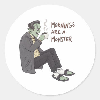 Ochtendmonster Afdrukbare Halloween-sticker Ronde Sticker