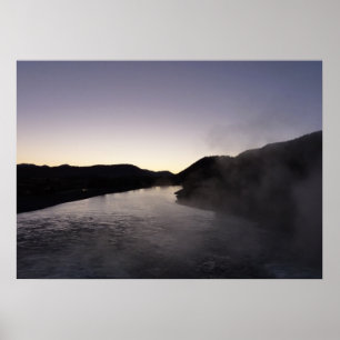 Ochtendnevel op de Jackson-rivier bij Grand Teton Poster