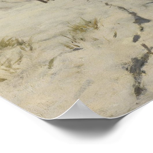 Ochtendrit langs het strand.  olie poster (Hoek)