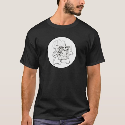 Ochtendroutine - Octopus leest de krant T-shirt (Voorkant)