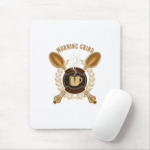 Ochtendroutine Vintage Retro Embleem voor koffie Muismat