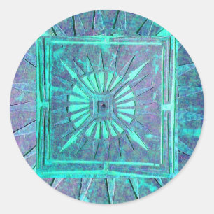 OCHTENDSTER, blauwe turquase Ronde Sticker