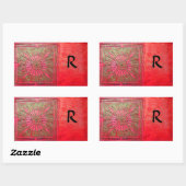 OCHTENDSTER MONOGRAM, rood, groen Rechthoekige Sticker (Vel)