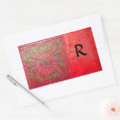 OCHTENDSTER MONOGRAM, rood, groen Rechthoekige Sticker (Envelop)