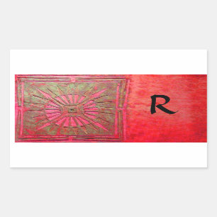OCHTENDSTER MONOGRAM, rood, groen Rechthoekige Sticker