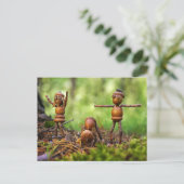 Ochtendwarming op de camping briefkaart (Staand voorkant)