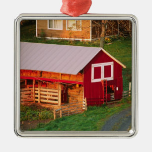 Ochtendwerkzaamheden op de boerderij. VS, Vermont, Metalen Ornament