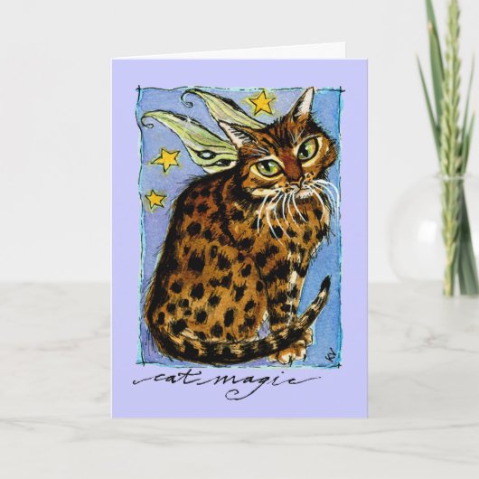 Ocicat chat magique voeux d'anniversaire ou carte (Devant)