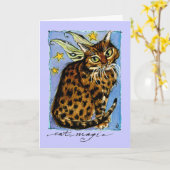 Ocicat chat magique voeux d'anniversaire ou carte (Fleur jaune)