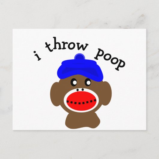 ock Monkey "I THROW POOP" Briefkaart (Voorkant)
