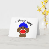 ock Monkey "I THROW POOP" Kaart (Gele Bloem)