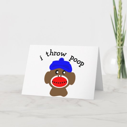 ock Monkey "I THROW POOP" Kaart (Voorkant)