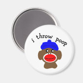 ock Monkey "I THROW POOP" Magneet (Voorkant / Achterkant)