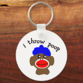 ock Monkey "I THROW POOP" Sleutelhanger (Voorkant)