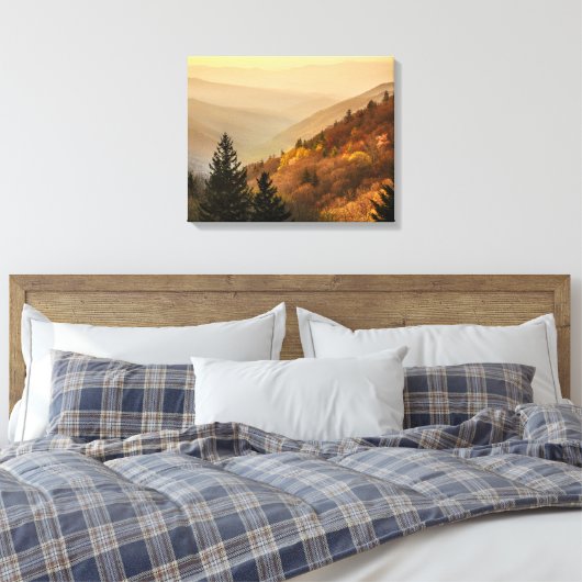 Oconaluftee Valley Overlook | North Carolina Canvas Afdruk (Insitu (Slaapkamer))
