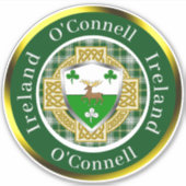 O'Connell Irish Shield/Celtic Cross Personalized Sticker (Voorkant)