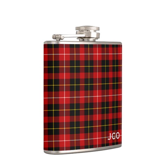 O'Connell Tartan Monogram Rood en Zwart Plaid Heupfles (Rechts)