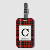 O'Connell Tartan rood en zwart geruite patroon Bagagelabel (Voorkant (verticaal))