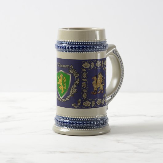 O'Connor/Connor (Kerry) Irish Shield Griffin Stein Bierpul (Voorkant rechts)