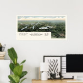 Oconomowoc and Waukesha, WI Panoramic Map - 1890 Poster (Thuiskantoor)