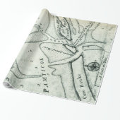 Ocracoke Inlet Map - Blackeard's Anchoring (1733) Cadeaupapier (Uitgerold)
