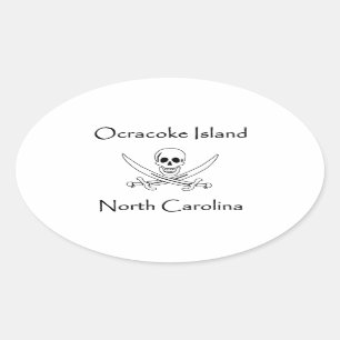 Ocracoke Island North Carolina Pirate Logo Ovale Sticker