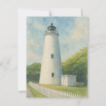 Ocracoke Lighthouse Aquarel