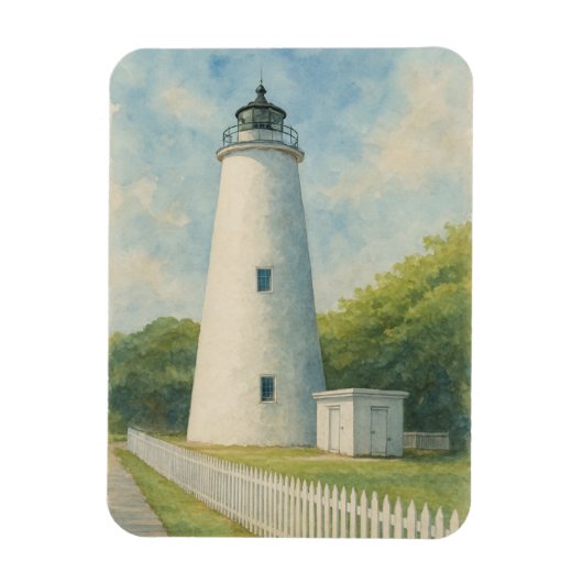 Ocracoke Lighthouse Watercolor Magneet (Verticaal)