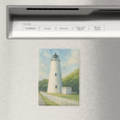 Ocracoke Lighthouse Watercolor Magneet (Insitu (Vaatwasser))
