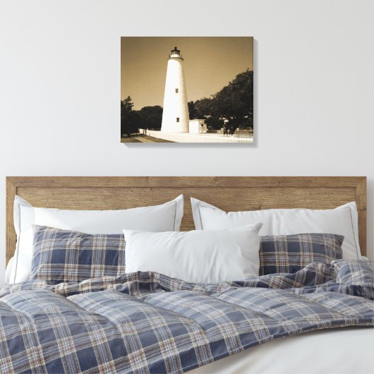 Ocracoke vuurtoren canvas afdruk (Insitu (Slaapkamer))