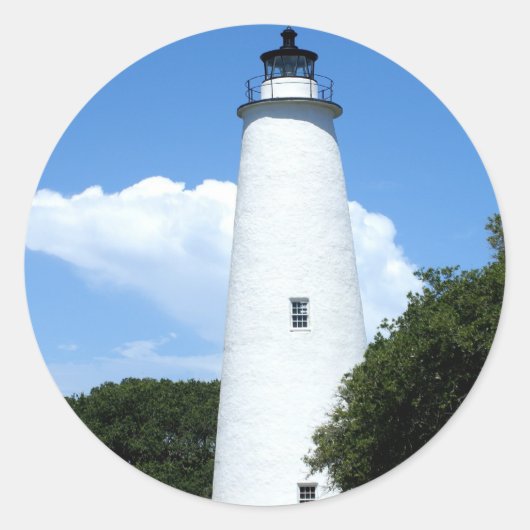 Ocracoke vuurtoren ronde sticker (Voorkant)