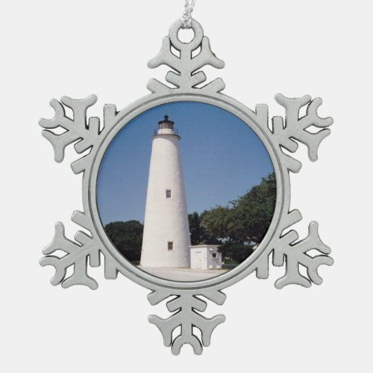 Ocracoke vuurtoren tin sneeuwvlok ornament (Voorkant)