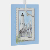 Ocracoke vuurtoren vierkant ornament (Voorkant Rechts)