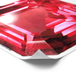 Octagon shaped Ruby Gemstone July Birthstone Red Poster