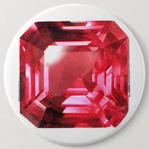 Octagon shaped Ruby Gemstone July Birthstone Red Ronde Button 6,0 Cm