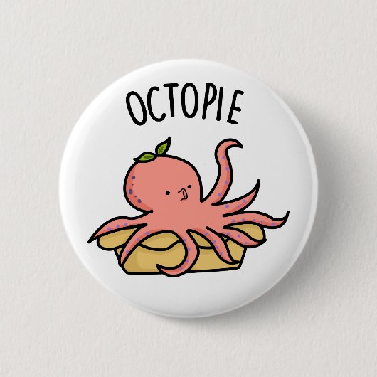 Octo-pie Funny Octopus Pie Pun Ronde Button 5,7 Cm (Voorkant)