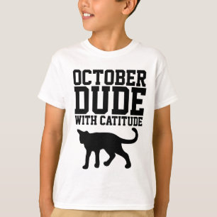 OCTOBER BIRTHDAY T-shirts voor jongens, kat