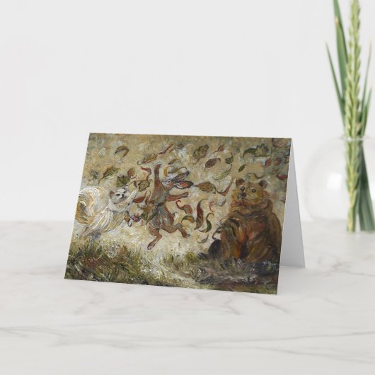 October Fun Whimsical Autumn Forest Animals  Kaart (Voorkant)