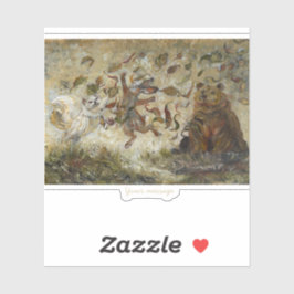 October Fun Whimsical Autumn Forest Animals  Sticker