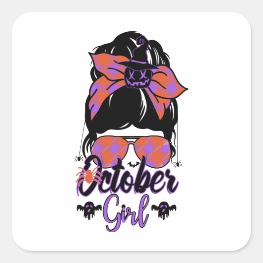 October Girl | Halloween | Birthday Vierkante Sticker (Voorkant)