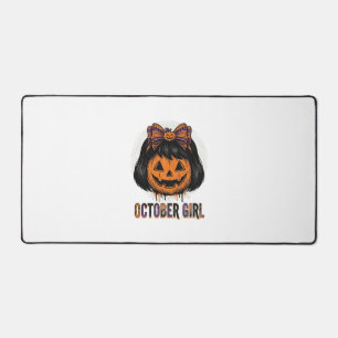 October Girl Pompoen Boog Halloween Vector Ontwerp Bureaumat