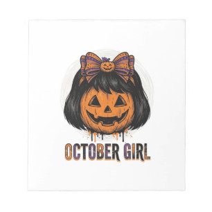October Girl Pompoen Boog Halloween Vector Ontwerp Notitieblok