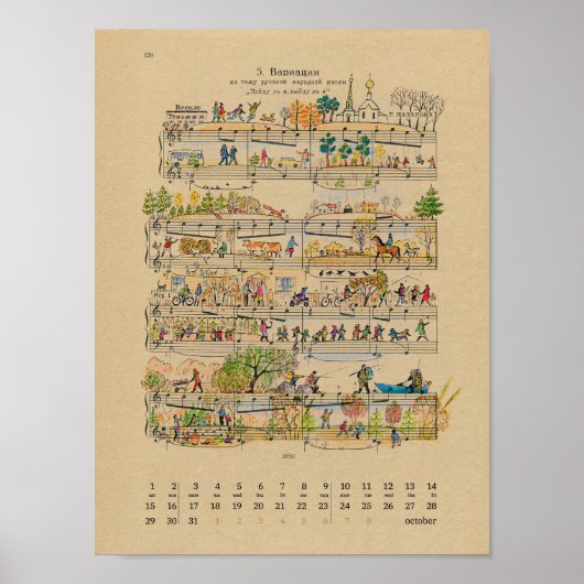 October Happy Notes Kalender 2022 Poster (Voorkant)