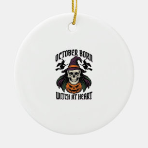 October Heksen Shirt Vintage Halloween Verjaardag Keramisch Ornament
