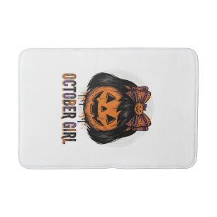 October Meisje Pompoen Boog Halloween Vector Ontwe Badmat