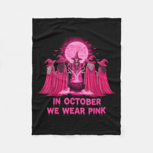 October We Wear Nk Witch Halloween Breast Cancer A Fleece Deken (Voorkant)