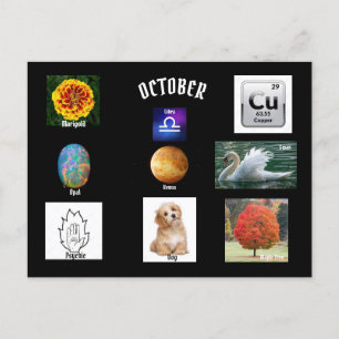 October Weegschaal Geboortemaand Ansichtkaart Briefkaart