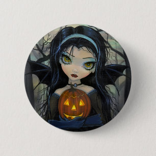 October Woods Vampier Grote-Ogen Halloween Knop Ronde Button 5,7 Cm